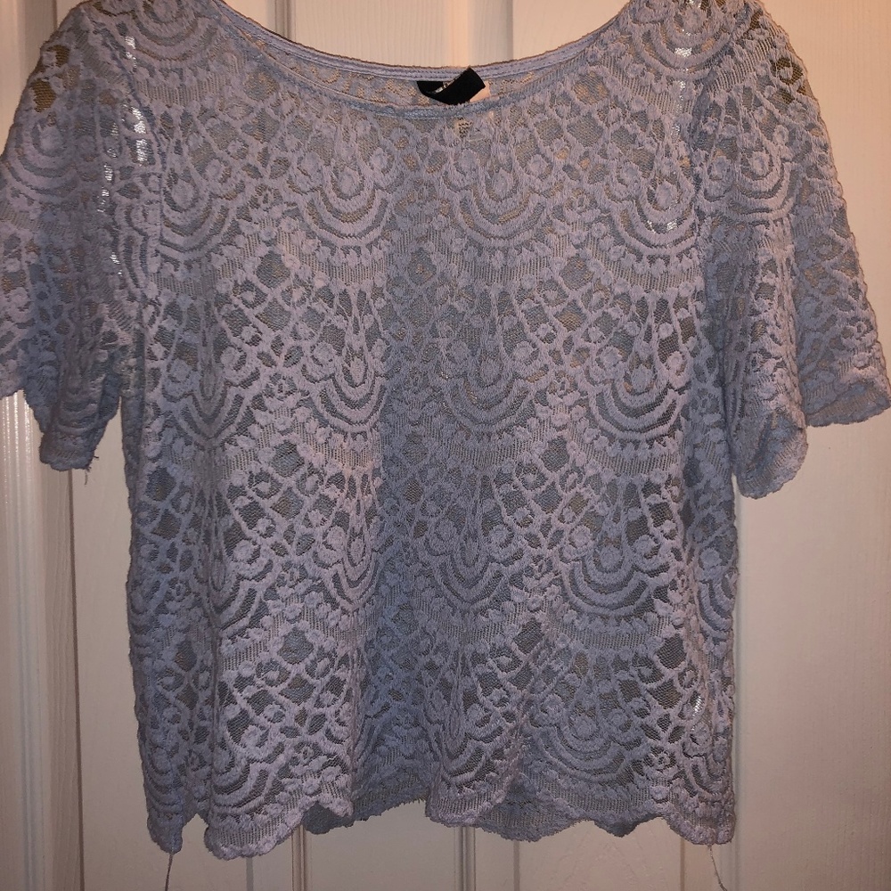 Light Blue Lace Crop Top